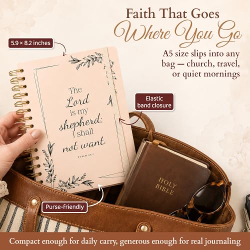 Hardcover Blank Christian Notebook – 140 Pages – Psalm 23:1 - color: Shepherd_Cream