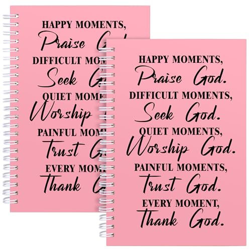 JOHSBYD 2Pcs Christian Spiral Notebook – Bible Verse Journal for Women - color: 2pcs Moments Pink