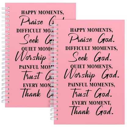 JOHSBYD 2Pcs Christian Spiral Notebook – Bible Verse Journal for Women - color: 2pcs Moments Pink