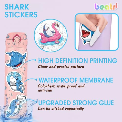 BEATRI Positive Shark Stickers 50Pcs Waterproof Vinyl Cool Shark Decor - color: Shark Stickers