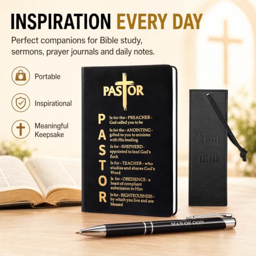 7 Pcs Pastor Appreciation Gifts for Men, Black - color: Black