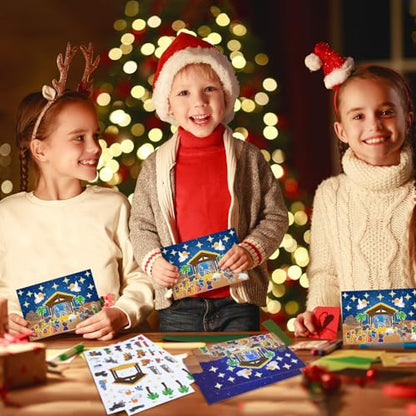 Yexiya 60 Sheets Christmas Nativity Stickers Make a Scene Kit, Cartoon - style: Cartoon