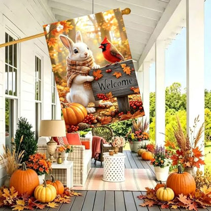 Large Fall Welcome House Flags for Outside 28 x 40 Double Sided - color: Fall, size: 28x40 Inches