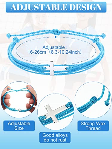 Janmercy 100 Pcs Cross Bracelet Christian Braided Adjustable Women Men