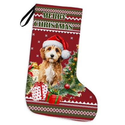 Cockapoo Dog Red and Green Christmas Stockings 16 Inch - color: Christmas21