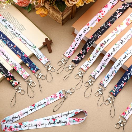 Motipuns 24 Pcs Christian Lanyard Bulk for ID Badge Christian Gifts - style: Bible