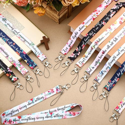 Motipuns 24 Pcs Christian Lanyard Bulk for ID Badge Christian Gifts - style: Bible