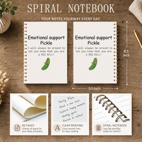 Emotional Support Pickle Spiral Notebook Journal, 5.5×8.3 Inch - color: 001-Spiral
