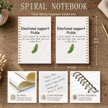 Emotional Support Pickle Spiral Notebook Journal, 5.5×8.3 Inch - color: 001-Spiral