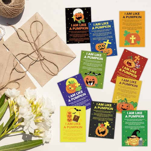 200Pcs Pumpkin Religious Bible Verses Halloween Pocket Prayer Cards2604 - color: Halloween
