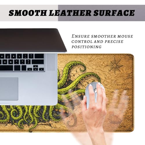 Octopus Monster Mouse Pad Cthulhu Dark Sea Pirate Fantasy Mousepad Extended Large Laptop Keyboard Non-Slip Rubber Base with Stitched Edges for Home 31.5x11.8 Inch - color: Octopus Monster, size: 31.5" x 11.8"