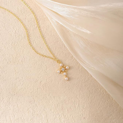 Cross Necklace for Women,Dainty 14k Gold Plated Pendant Necklaces - color: Gold-7