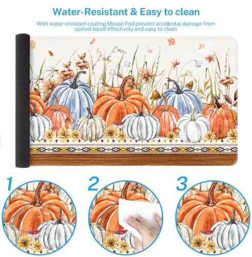 Britimes Large Mouse Pad, Mouse Pad, 31.5 x 15.7 Inch, Fall Pumpkin Blue - color: Fall Blue Orange Pumpkin