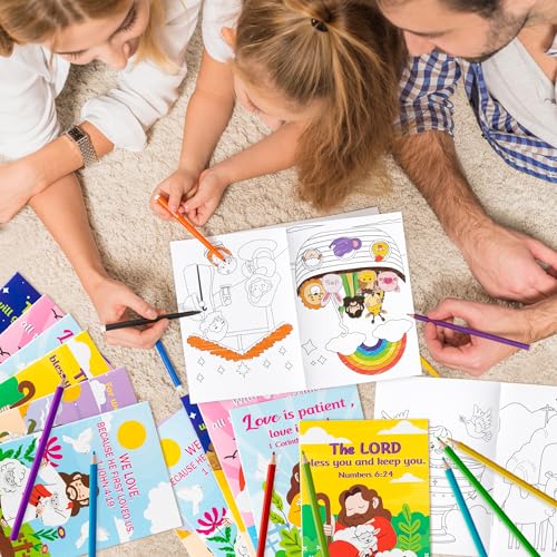 ANGOLIO 24 PCS Christian Religious Coloring Books for Kids Bulk, 6 Styles