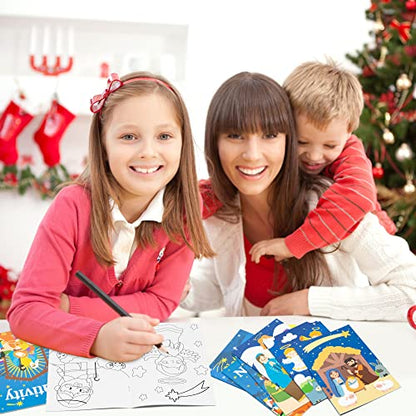 Dvbonike 24Pcs Nativity Coloring Books Christmas Christian Color-in Pages - color: H-Nativity Style ②
