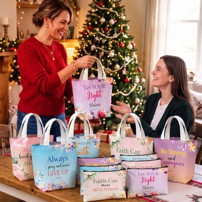 24 Pcs Christmas Christian Gift Bible Verse Tote Bag - style: Bright