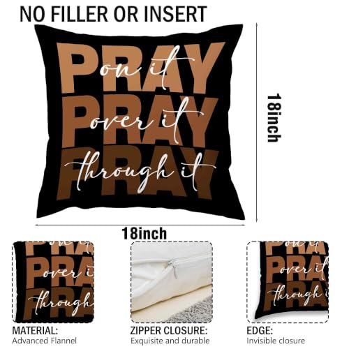 Christian Pray Scripture Black Orange Throw Pillow Covers 18x18in