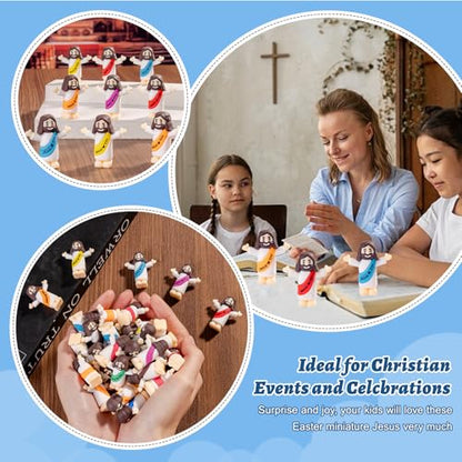 25 Pcs Little Jesus Figures, Mini Jesus Figurines in Bulk for Easter Egg Stuffers Tiny Jesus Figures to Hide and Seek Religious Gifts（5 Colors）