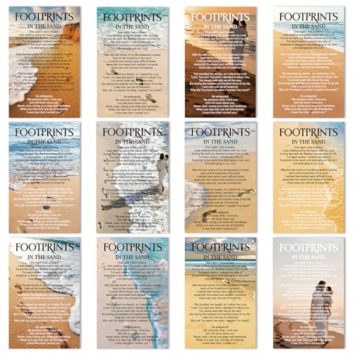 Footprints In The Sand Gospel Tract Card 240Pcs Plan of Salvation Cards Bible Verse Pocket Holy Postcards Inspirational Gospel Tracts Prayer Bookmarks Christian Gift for Women Men Church - color: Footprints In The Sand