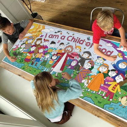 KangaToys Large Coloring Poster Ages 4 and Up I Am a Child of God Giant 30 x 72 Inch Rolled Perfect for Parties and Group Activities - color: I am a Child of God