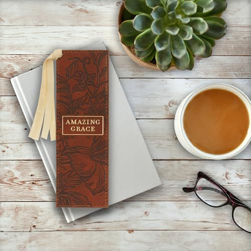 Christian Art Gifts Premium Faux Leather Bookmark for Women: Amazing Grace