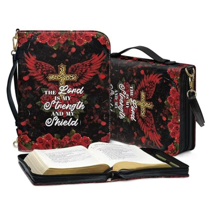 Book Covers Bible Covers for Women Men Large Size Bible Bag Tote - color: A Red Cross Rose, size: XX-Large