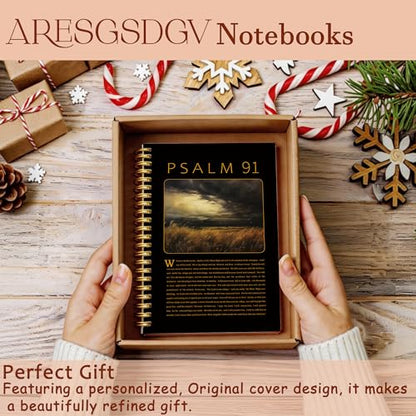 Psalm 91 Christian Journal for Women, Bible Notebooks for Note Taking, Inspirational Christian Gifts for Women, Religious Scripture Spiral Notebook 5.5x8.3 Inch - color: PSALM 91 03