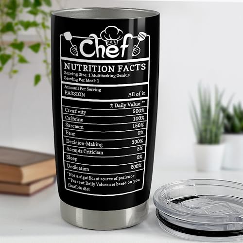 Gifts for Women Men Chef Tumbler 20oz Chef Stainless Steel Insulated Tumblers Coffee Travel Mug Cup Chefs Gifts for Birthday Christmas Cook Lovers Gift - color: Chef