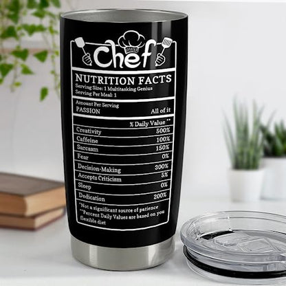 Gifts for Women Men Chef Tumbler 20oz Chef Stainless Steel Insulated Tumblers Coffee Travel Mug Cup Chefs Gifts for Birthday Christmas Cook Lovers Gift - color: Chef
