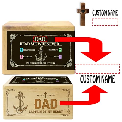 Personalized Dad Bible Verse Box with 150 Color-Coded Scripture Cards, Custom Name Prayer Box with Pocket Cross, Read Me Whenever Cards, Christian Gift for Dad, Christmas, Father's Day - color: Dad