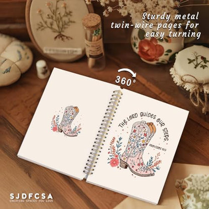 Western Christian Notebook Journal, Bible Verse Scripture Journal for Women, Western Office Supplies, Cowgirl Gifts for Women, Proverbs 16:9 Religious Spiral Notebook 5.5x8.3 Inch - color: The Lord Guides our Steps