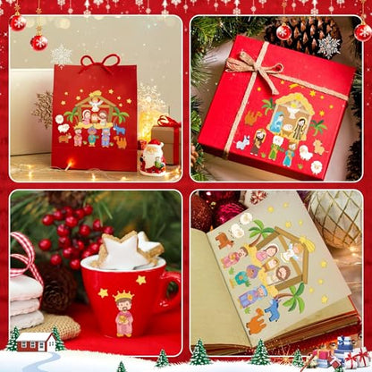 Haooryx Christmas Jesus Nativity Scene Stickers Mix and Match Paper Craft - style: 50Pcs Jesus Nativity