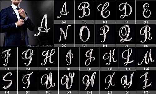 A-Z 26 Letters Pins Brooches Silver Plated Metal Broaches Pins-Clear Crystal Initial Breastpin - color: 1pcs-E