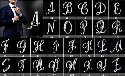 A-Z 26 Letters Pins Brooches Silver Plated Metal Broaches Pins-Clear Crystal Initial Breastpin - color: 1pcs-E
