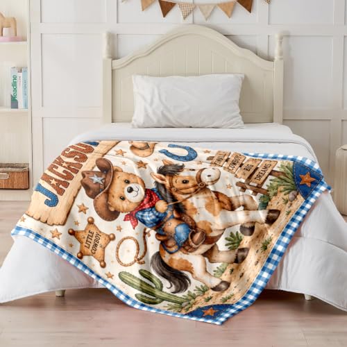 Custom Baby Blanket for Boys, Personalized Baby Blanket with Name for Gift - color: Cute Little Bear - Spaceship