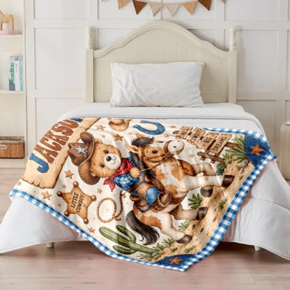 Custom Baby Blanket for Boys, Personalized Baby Blanket with Name for Gift - color: Cute Little Bear - Spaceship