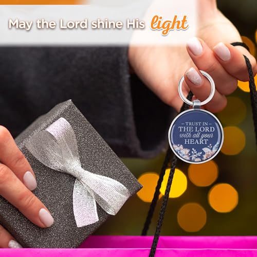 Christian Art Gifts Metal Inspirational Scripture Keychains for Men & Women: Round Sturdy Multicolor Encouraging Keyrings - color: Blue/Trust