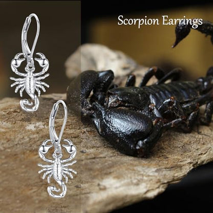 Crab/Mushroom/Lobster/Bat/Angler Fish/Tiger/Elephant/Jellyfish/Flamingo/Scorpion Earrings Dangling Sterling Silver Created Blue Opal Earrings Jewelry Gifts for Women Girls… - style: Scorpion