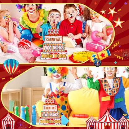 Britimes Tiered Tray Decor Set, 4 Pack, Wooden Table Sign, Carnival - style: Circus Carnival