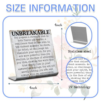 Unbreakable Inspirational Desk Sign Resilience & Strength Quote Decor - style: Unbreakable