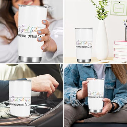 Inspirational Gifts for Women Men Mom Tumbler, Positive Bible Verse Christian Gifts Christmas Birthday Boss Day, Faith Religious Coffee Mug Stainless Steel Vacuum Insulated Double Wall Travel Cup - color: God Fidence 1226