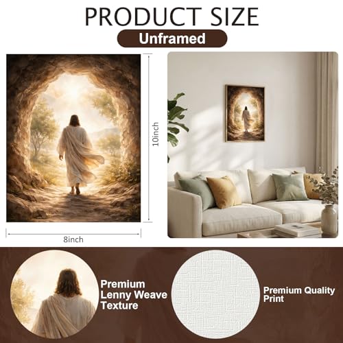 YYDESN He Is Risen Easter Wall Art Decor, Christian Resurrection Artwork, Empty Tomb Jesus Print, Religious Home Decoration, Faith Gift unframed (8x10) - size: 8x10