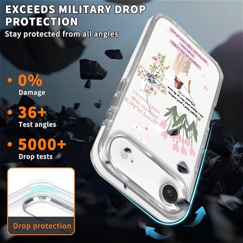for iPhone 17 Air Case [Compatible with Magsafe],Girls Women Clear Magnetic Case Silicone Shockproof Protective Cover with Pattern Bible Jesus Flowers - color: Bible Jesus Flowers, size: iPhone 17 Air