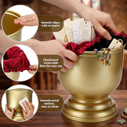 Zhehao 1 Pcs Large Offering Pot for Church Offering Pot with Removable Liner Prayer Ritual Bowl Tithes and Donations Smudge Basket for Church Communion Supplies (Stylish) - style: Stylish