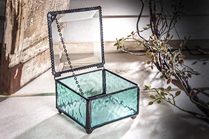 First Communion Gift Personalized Jewelry Box Engraved Keepsake Stained Glass J Devlin Box 898 EB218-2 (Windsor Blue) - color: Windsor Blue