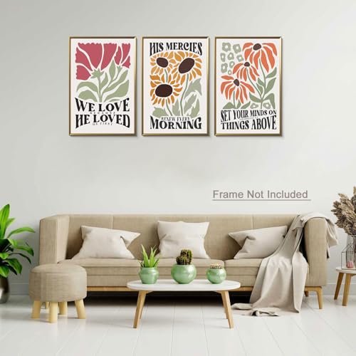Dytila Christian Bible Scripture Wall Art Set of 3 Unframed 12x16 Inch - color: Flower（Poster）, size: 16"L x 12"W