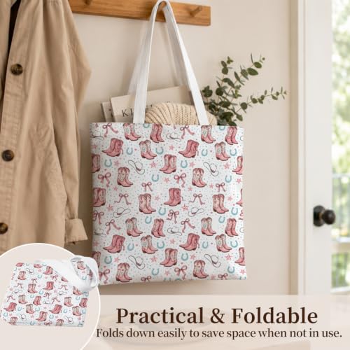 Western Cowgirl Canvas Tote Bag Cowgirl Gifts - color: Western Cowboy Theme 7