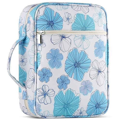 Bible Cover with Durable Handle, Carrying Book Case Church Bag Bible, Protective with Zippered Pocket, Bible Study Accessories Supplies, Book Protector for Book Lovers, MistyBlue - color: Misty Blue