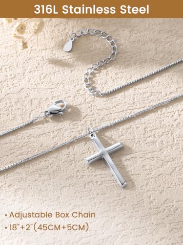 KeyStyle Cross Necklace for Women,Silver/Gold/Rose Gold Cross Pendant - color: 03-Large Cross-Silver