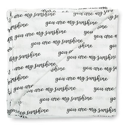 LollyBanks Muslin Swaddle Blanket, 47 x 47 in, Newborn Receiving Blanket - color: You Are My Sunshine